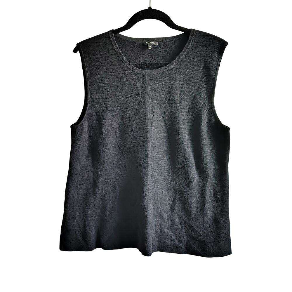 Talbots Womens Size XL Black Sleeveless Tank Top Shirt Soft Work Wear Basic
